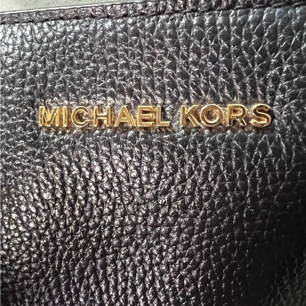 Michael Kors Quinn Black Genuine Pebbled Leather Tote Bag Purse Satchel Classic - Picture 6 of 15
